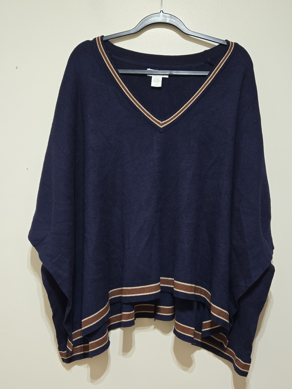 House Of Harlow 1960 Navy V-Neck Women's Poncho